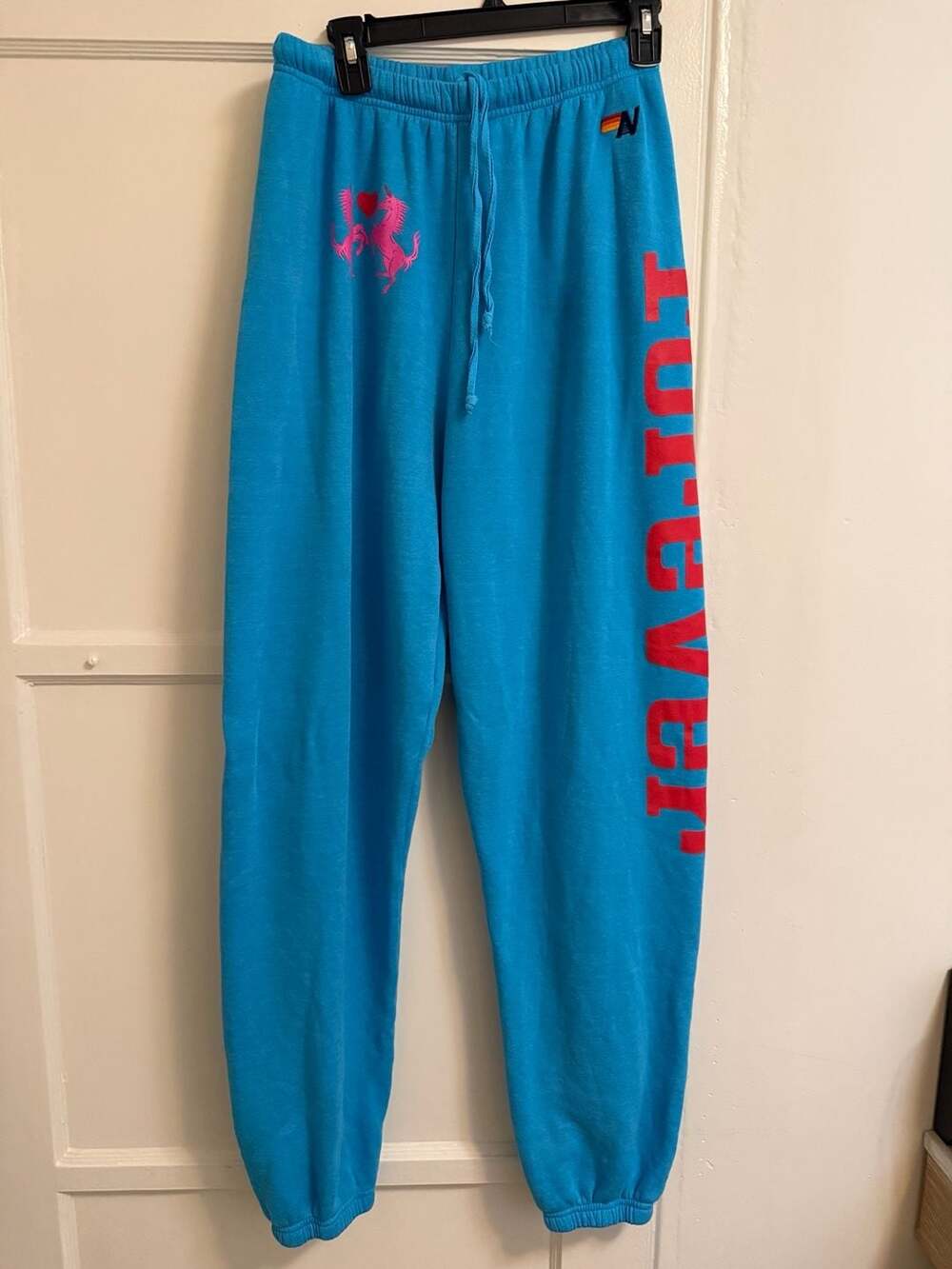 Aviator Nation Blue Forever Unicorn Graphic Sweatpants Size XL